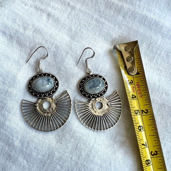 925 Eccentric Vintage Style Moonstone Boho Earrings - Picture 3 of 6
